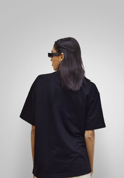 Black Heavyweight Women Oversized Solid T-Shirt