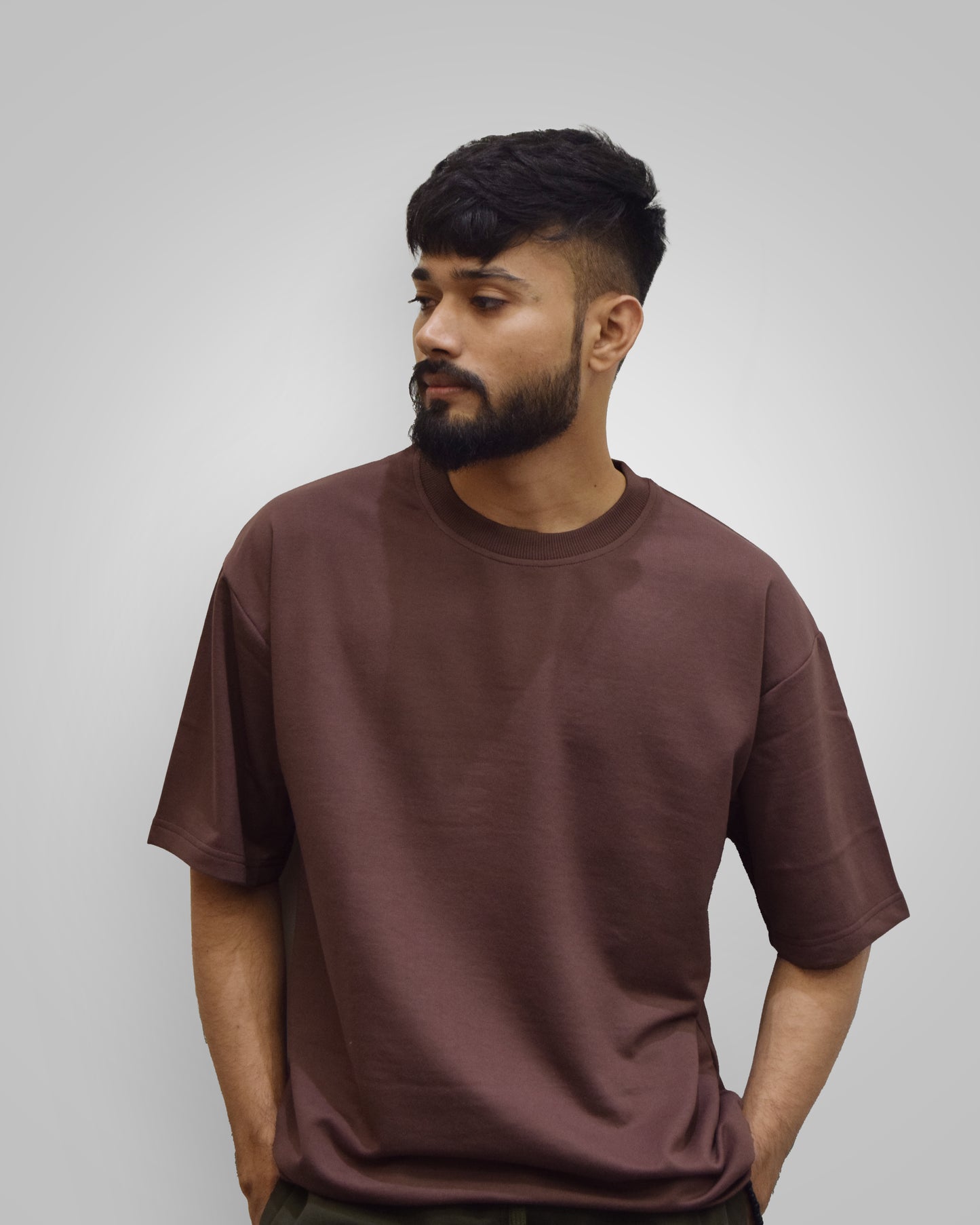 Brown Heavyweight Oversized Solid T-Shirt