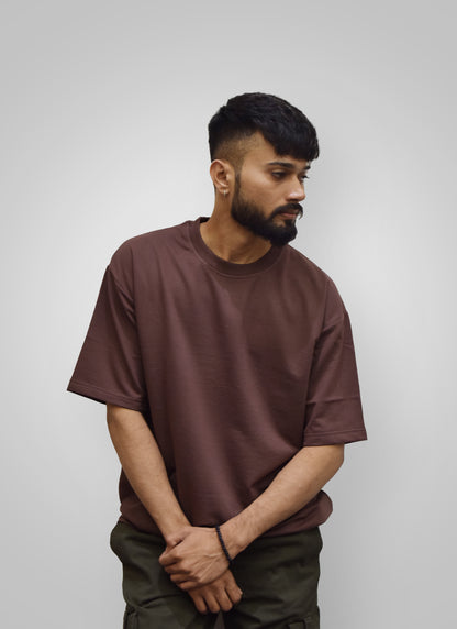 Brown Heavyweight Oversized Solid T-Shirt