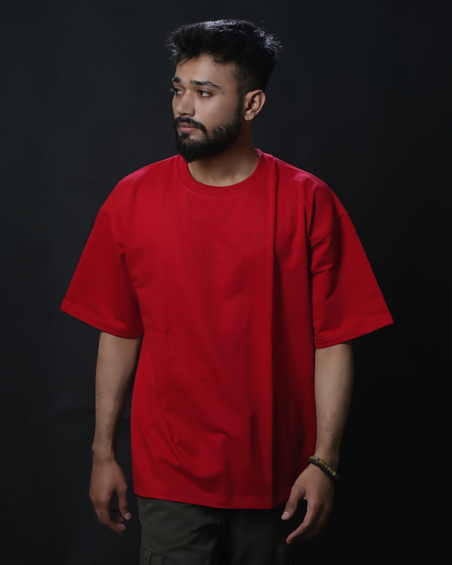 Red Heavyweight Oversized Solid T-Shirt